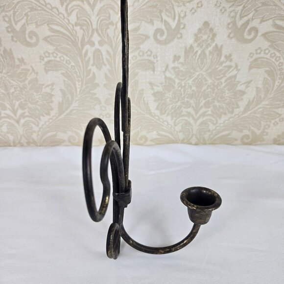 Pair of Metal Fleur de Lis Sconces Wall Hanging Black Gold Hilights Taper Candle - Picture 6 of 10